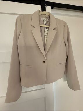 Rachel Zoe Taupe Single-Button Cropped Blazer